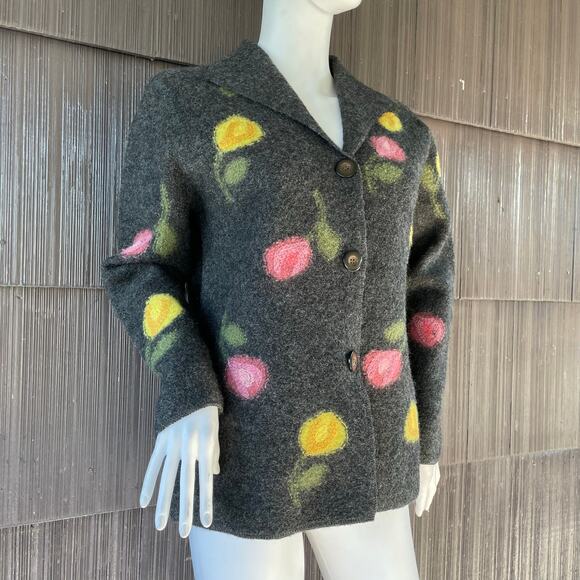 🔥Caroll Reed Wool Floral Embroidered Artsy Sweater Cardigan Cottage Grandmacore - Picture 4 of 15